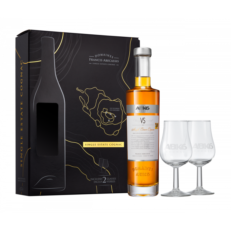 abk6 cognac vs pure single 50cl coffret 2 verres